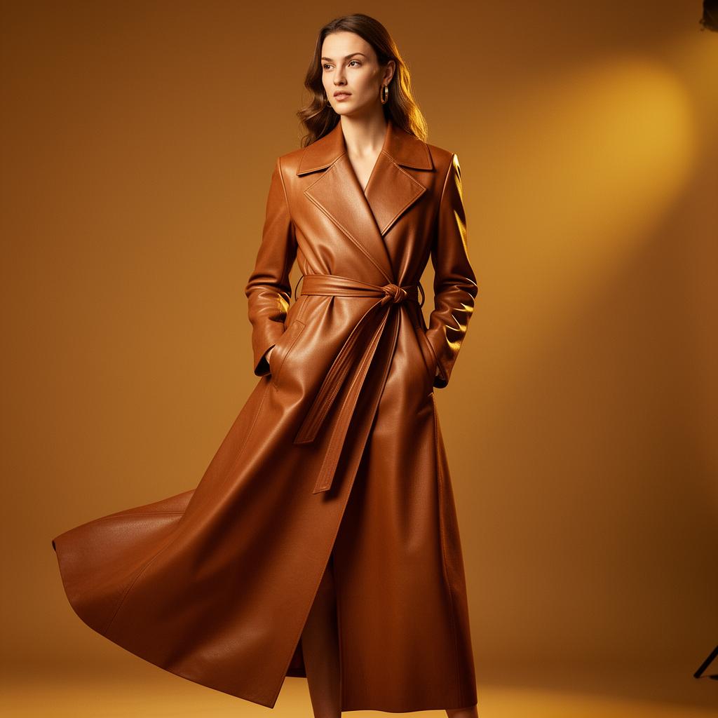 COGNAC WRAP COAT